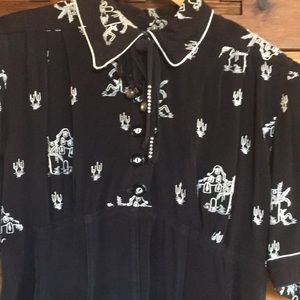 Karen Alexander vintage 80’s dress. Black White Sexy Fitted Buttoned Down Back